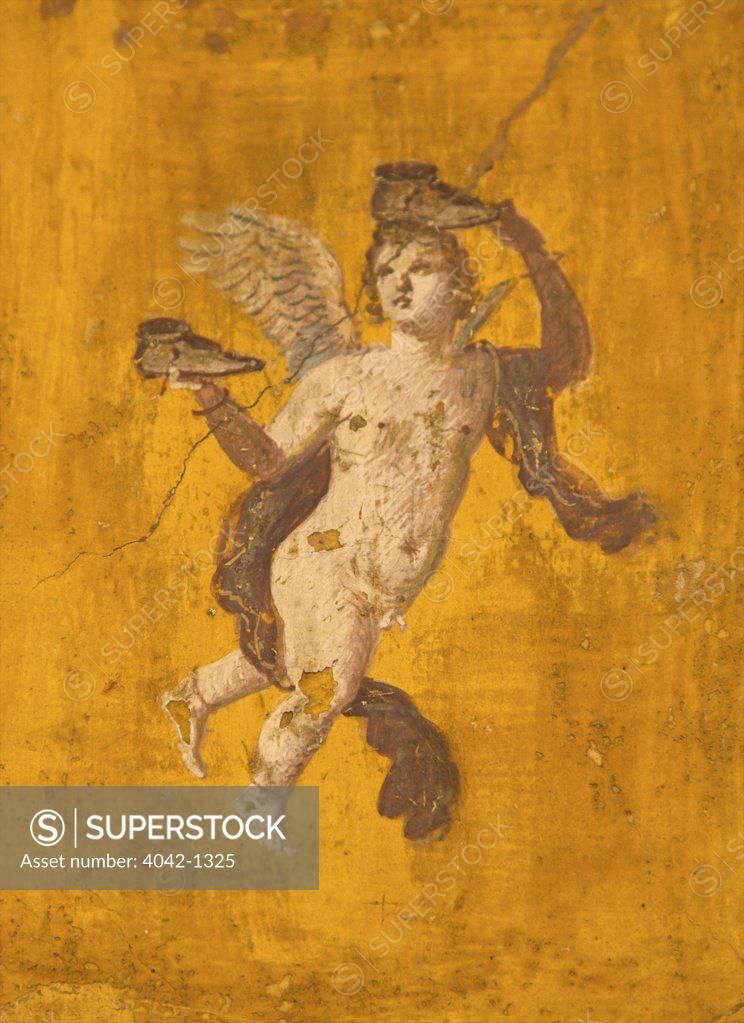 Stock Photo: 4042-1325 Cupid with Shoes from Villa Ariadne, Pompeii, Italy, Naples, National Archeological Museum