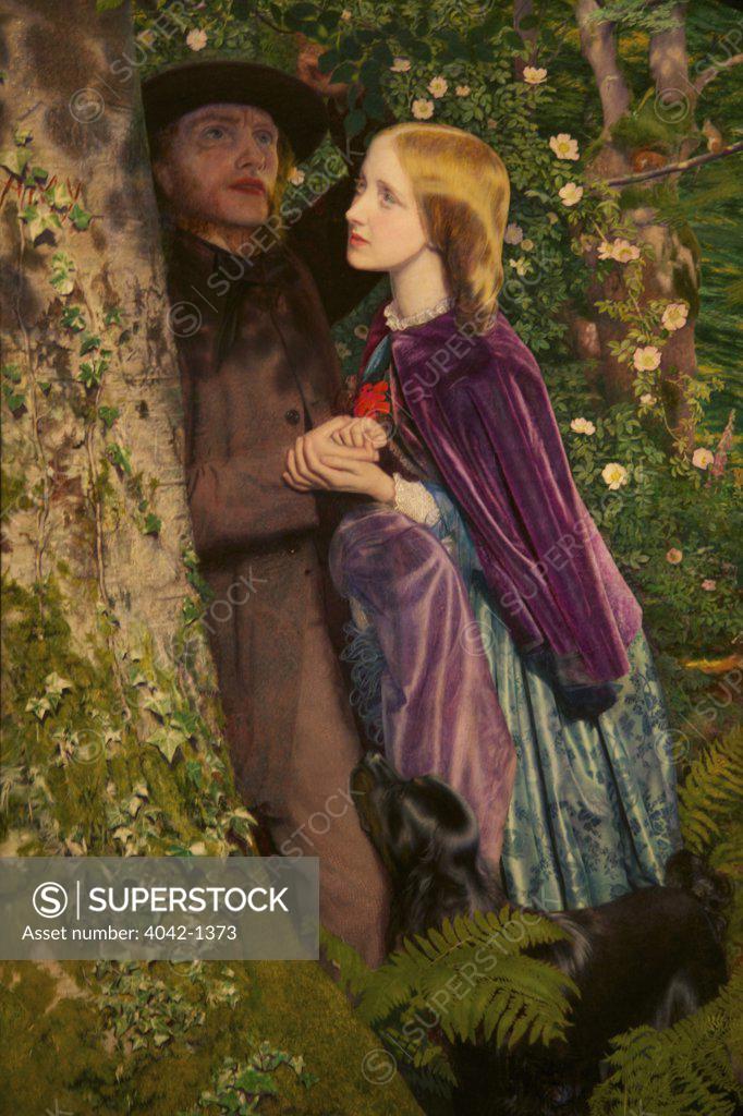 Stock Photo: 4042-1373 The Long Engagement, by Arthur Hughes, 1859, Birmingham Museum & Art Gallery, England