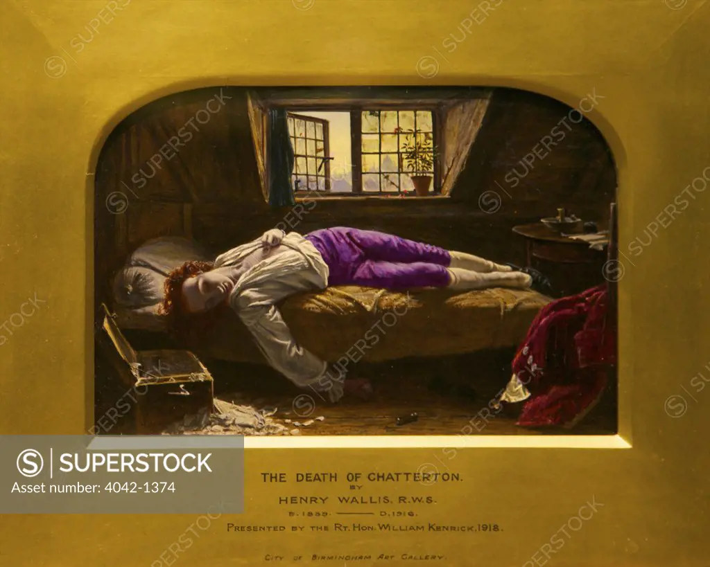 The Death of Chatterton, by Henry Wallis, 1856, Birmingham Museum & Art Gallery, England