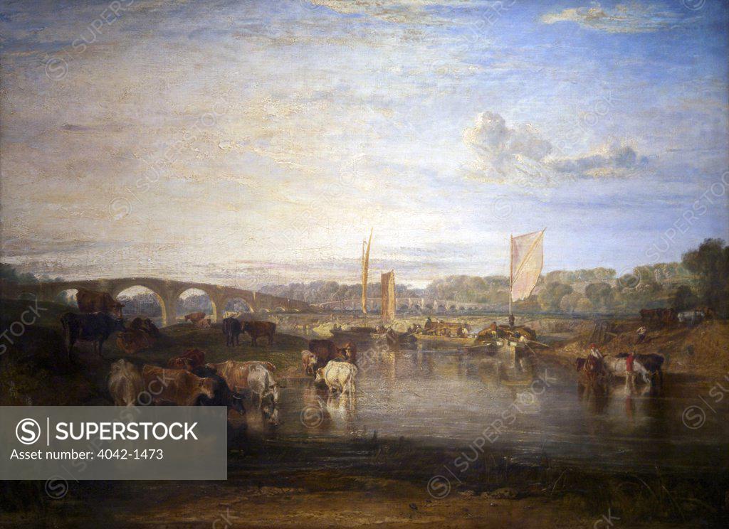 Stock Photo: 4042-1473 Walton Bridges, by Joseph Mallord William Turner, 1806-1807, Ashmolean Museum of Art and Archaeology, University of Oxford, Oxfordshire, England