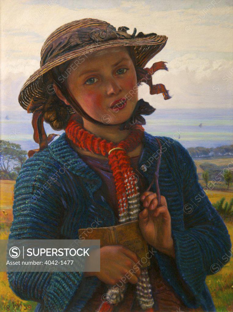 Stock Photo: 4042-1477 The School-Girl's Hymn, by William Holman Hunt, 1859, Ashmolean Museum of Art and Archaeology, University of Oxford, Oxfordshire, England