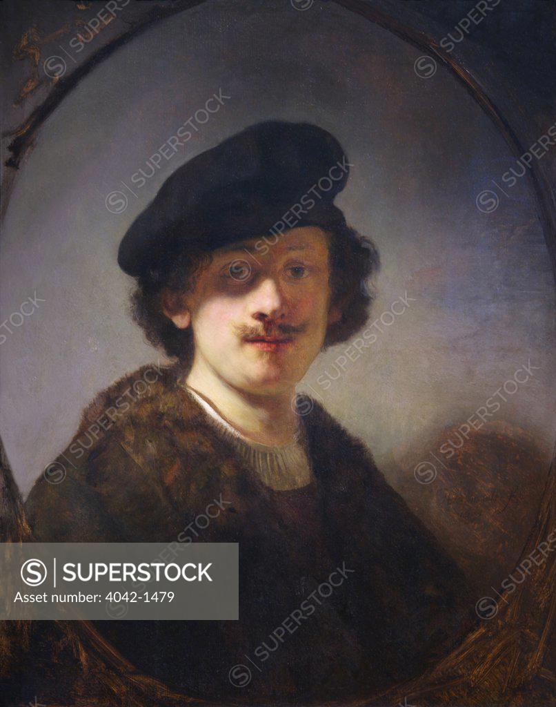 Stock Photo: 4042-1479 Self-portrait with Shaded Eyes, by Rembrandt van Rijn, 1634, Ashmolean Museum of Art, University of Oxford, Oxfordshire, England