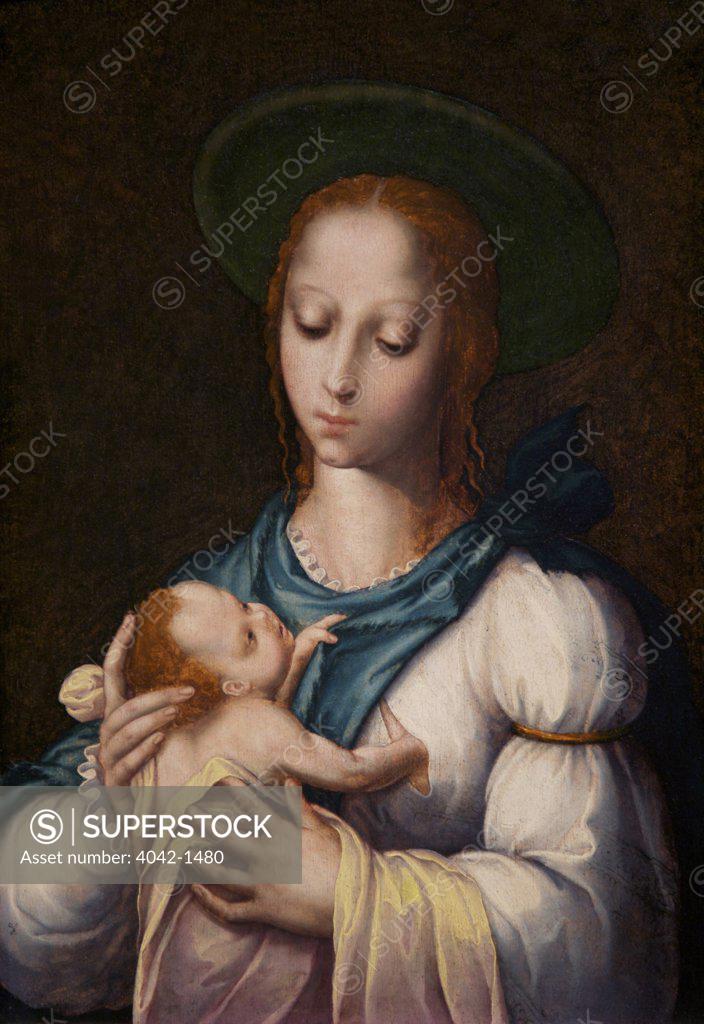 Stock Photo: 4042-1480 Virgin and Child, by Luis de Morales, 16th century, Spanish, Ashmolean Museum of Art, University of Oxford, Oxfordshire, England
