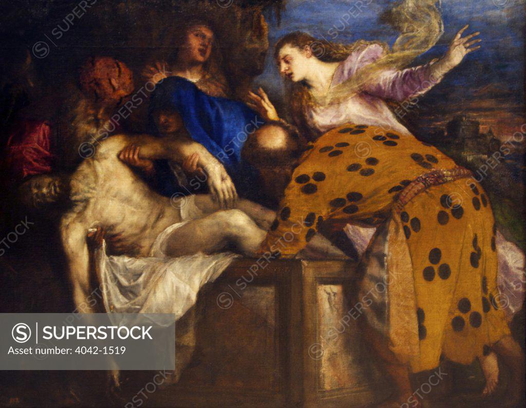 Stock Photo: 4042-1519 The Burial of Christ by Titian, (Tiziano Vecellio) 1572, Spain, Madrid, Museo Nacional del Prado