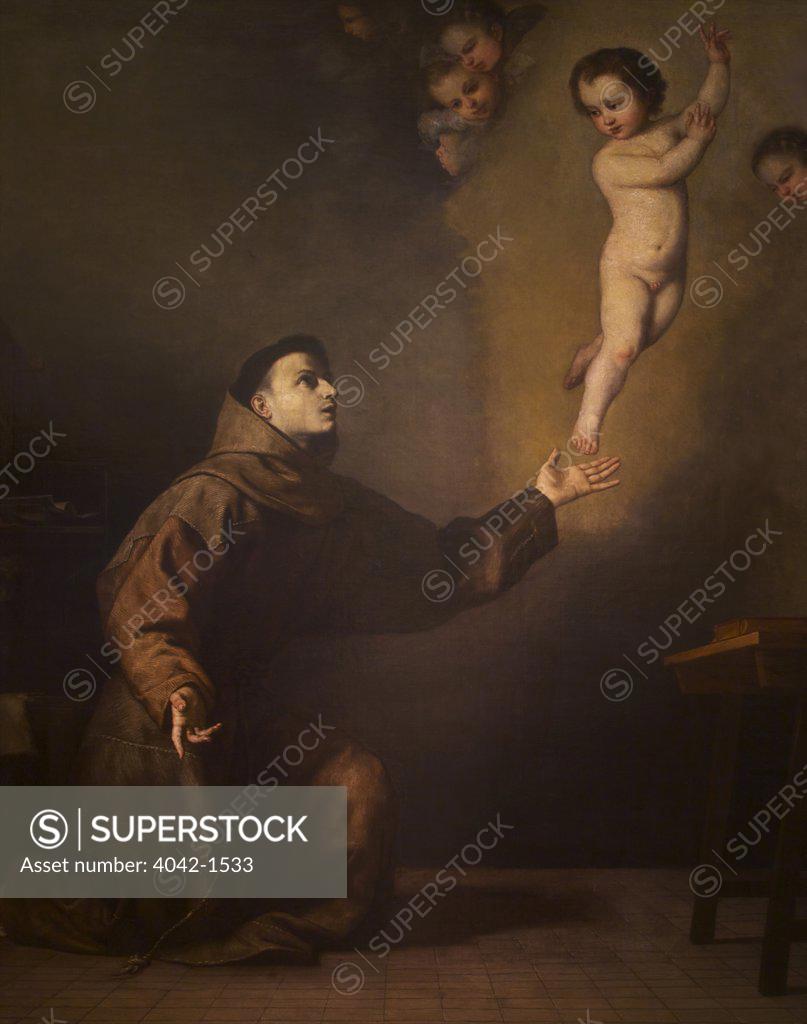 Stock Photo: 4042-1533 Saint Anthony of Padua by Jose de Ribera, Spain, Madrid, Real Academia de Bellas Artes