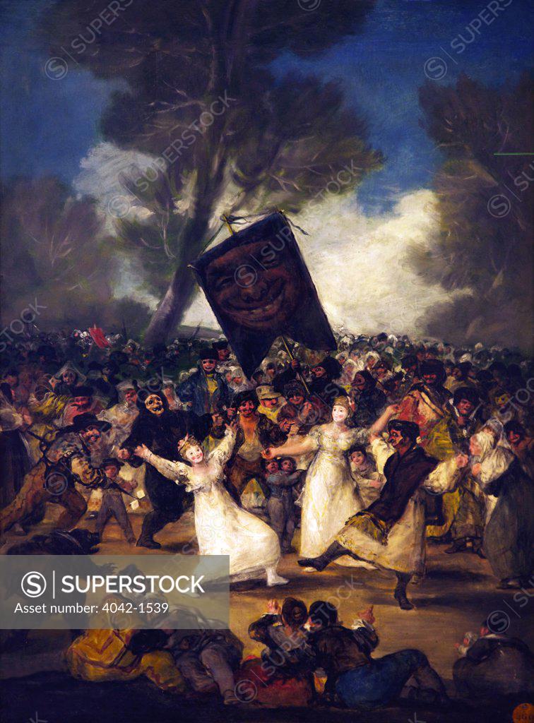 Stock Photo: 4042-1539 A Masquerade, or, the Burial of the Sardine by Francisco de Goya y Lucientes, circa 1812-1814, Spain, Madrid, Real Academia de Bellas Artes