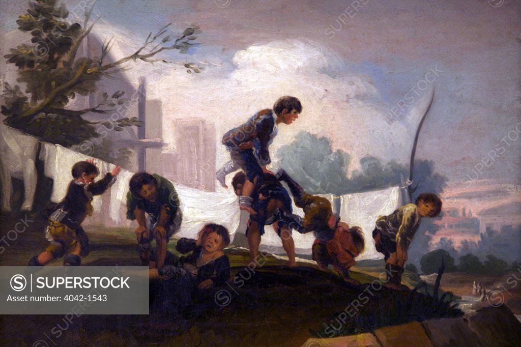 Stock Photo: 4042-1543 Children jumping by Francisco de Goya y Lucientes, Spain, Madrid, Real Academia de Bellas Artes