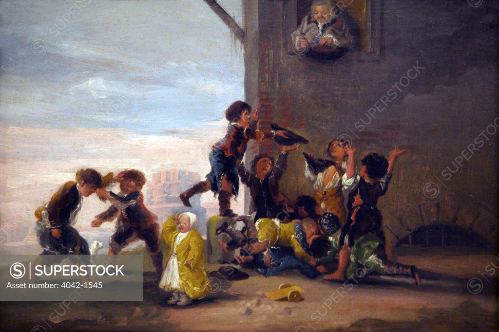 Stock Photo: 4042-1545 Children fighting by Francisco de Goya y Lucientes, Spain, Madrid, Real Academia de Bellas Artes