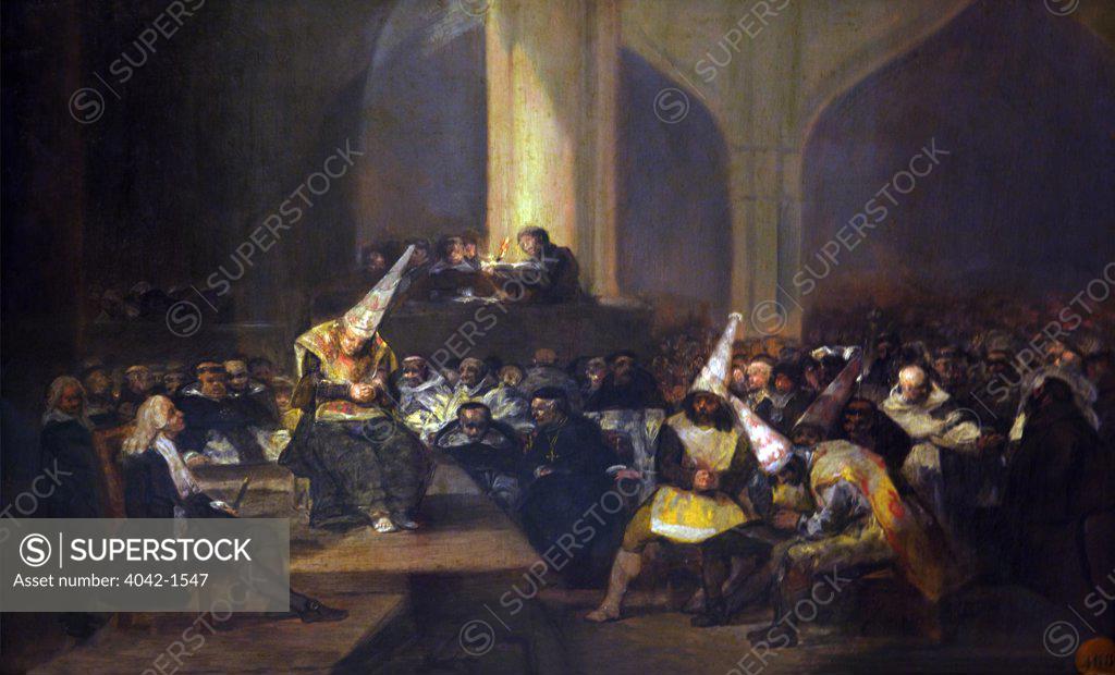 Stock Photo: 4042-1547 Scene of the Inquisition by Francisco de Goya y Lucientes, circa 1814-1816, Spain, Madrid, Real Academia de Bellas Artes