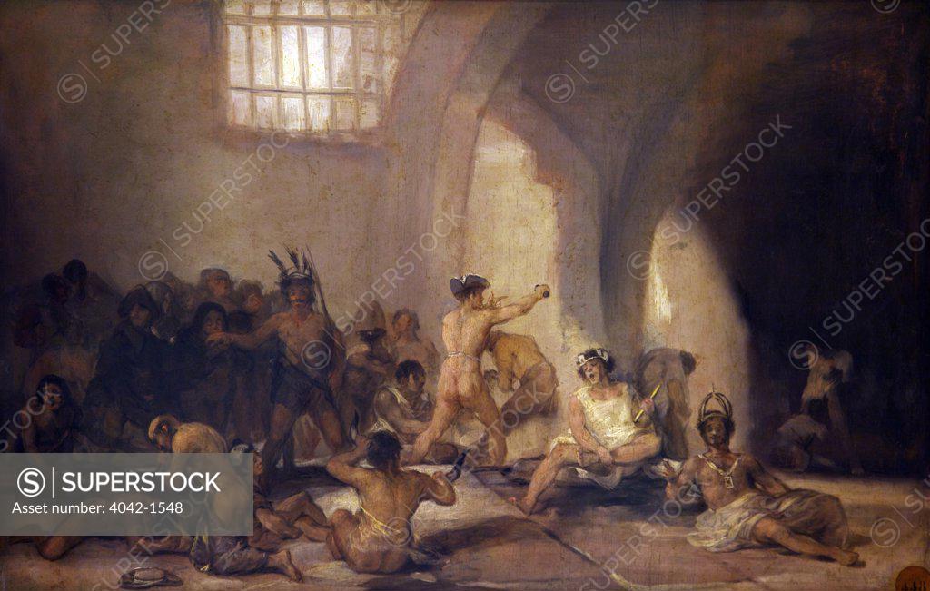Stock Photo: 4042-1548 The Madhouse by Francisco de Goya y Lucientes, Spain, Madrid, Real Academia de Bellas Artes