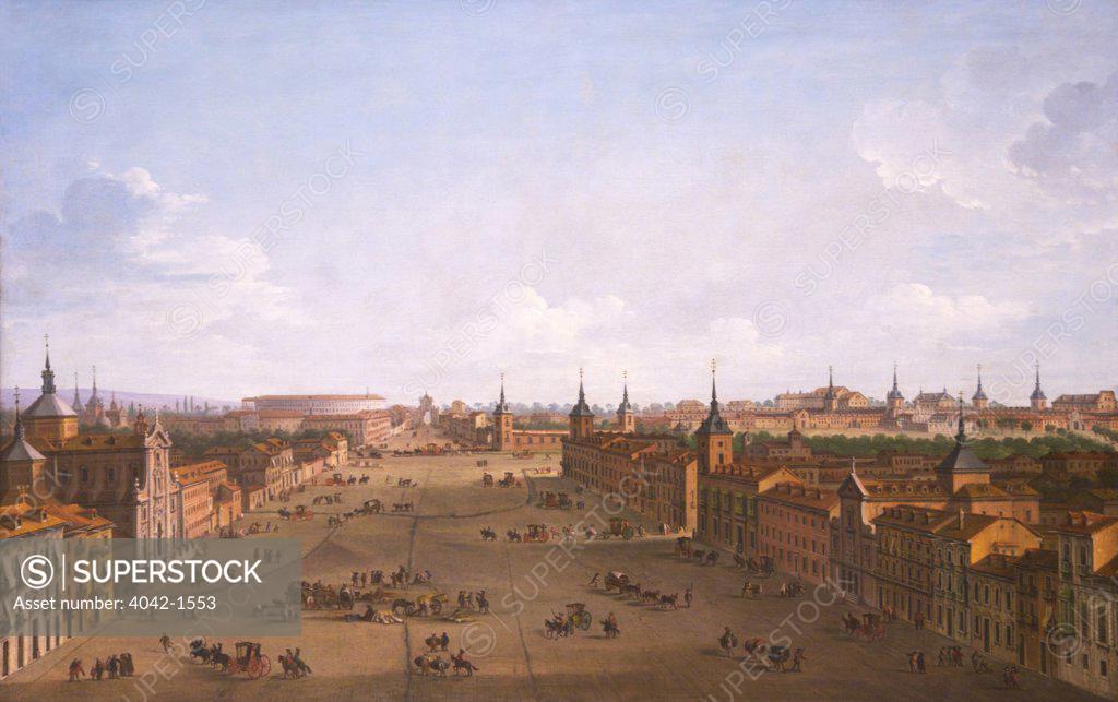 Stock Photo: 4042-1553 View of Madrid by Antonio Joli, circa 1750, Spain, Madrid, Real Academia de Bellas Artes