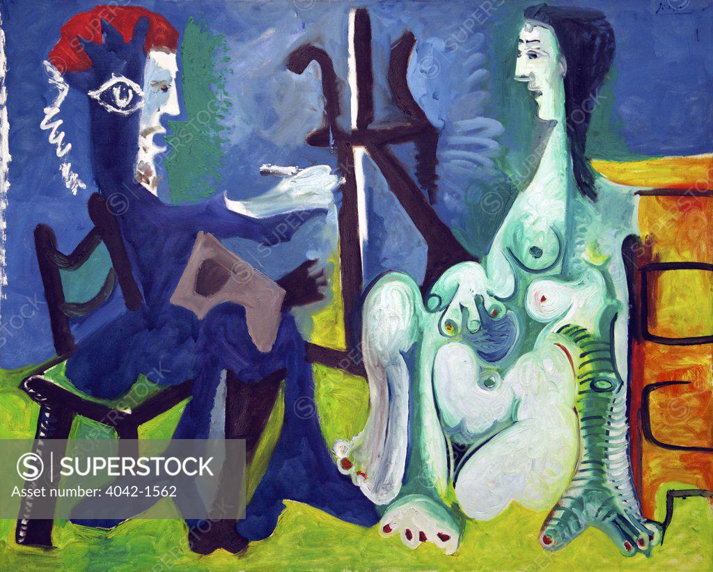 Stock Photo: 4042-1562 The Painter and the Model by Pablo Picasso, 1963, Spain, Madrid, Reina Sofia Museum of Modern Art.