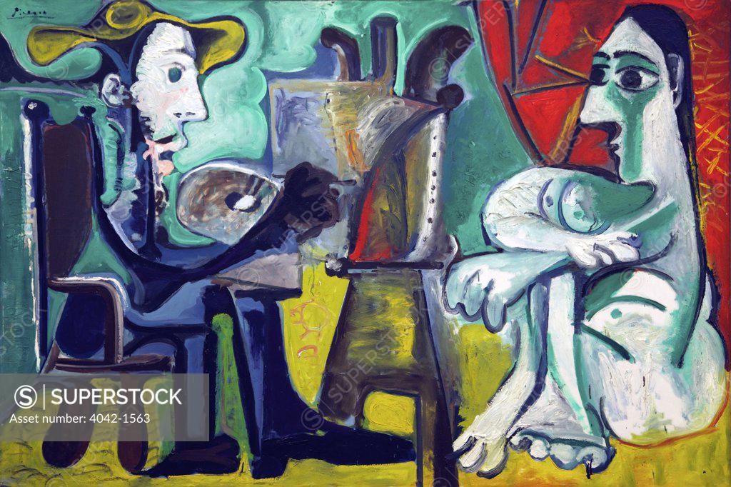 Stock Photo: 4042-1563 The Painter and the Model by Pablo Picasso, 1963, Spain, Madrid, Reina Sofia Museum of Modern Art.