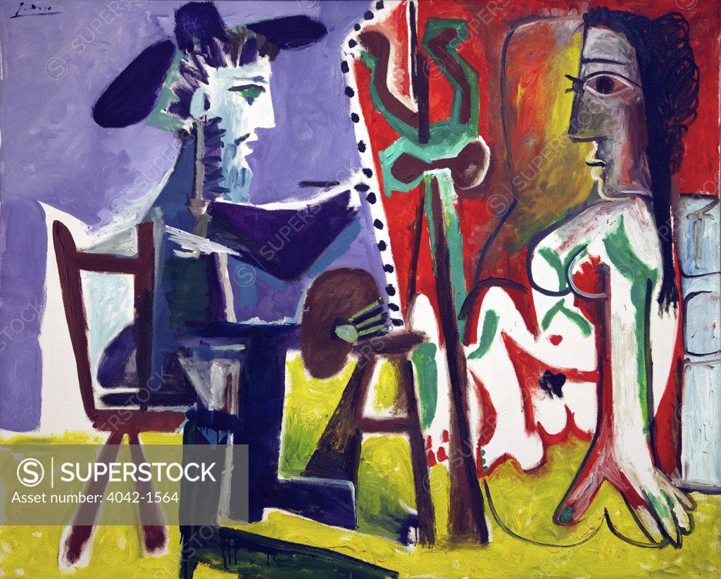 Stock Photo: 4042-1564 The Painter and the Model by Pablo Picasso, 1963, Spain, Madrid, Reina Sofia Museum of Modern Art.