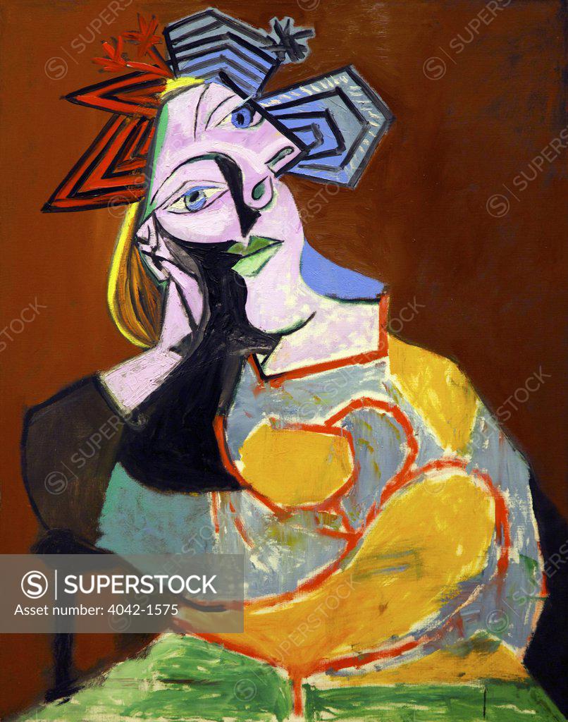 Stock Photo: 4042-1575 Seated Woman Resting on Elbows by Pablo Picasso, 1939, Spain, Madrid, Reina Sofia Museum of Modern Art