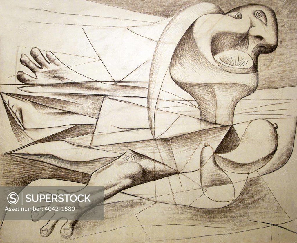 Stock Photo: 4042-1580 The Swimmer by Pablo Picasso, 1934, Spain, Madrid, Reina Sofia Museum of Modern Art