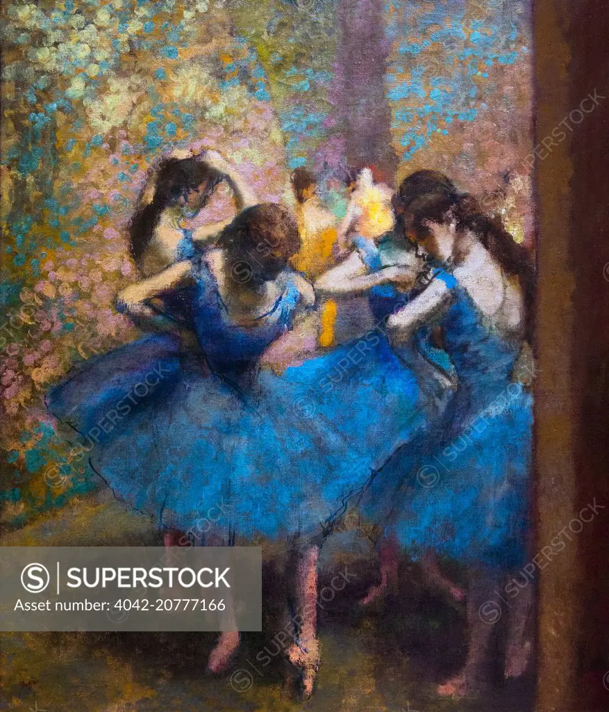 Dancers in Blue, by Edgar Degas, 1890, Musee D'Orsay Art Gallery, Paris, France, Europe