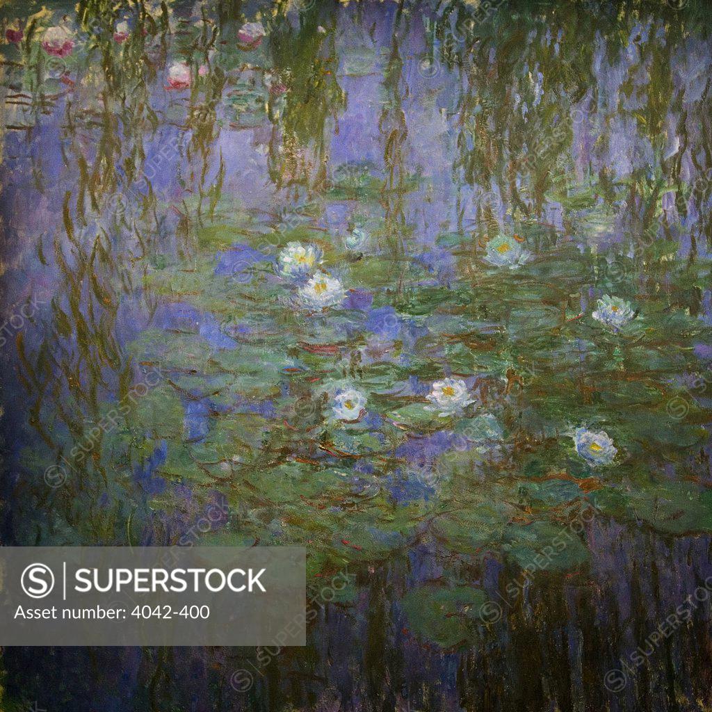 Stock Photo: 4042-400 Water Lilies (or Nympheas) by Claude Monet, 1840?1926
