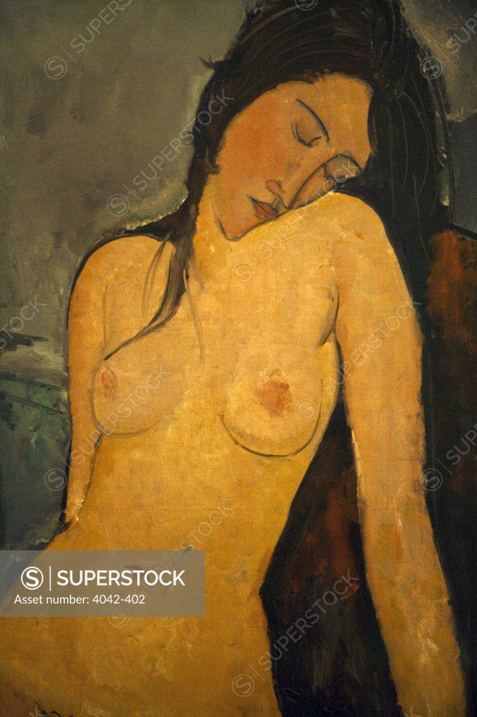 Stock Photo: 4042-402 Female Nude (Detail) by Amedeo Modigliani, (1884-1920), UK, London, Courtauld Institute and Galleries, 1916