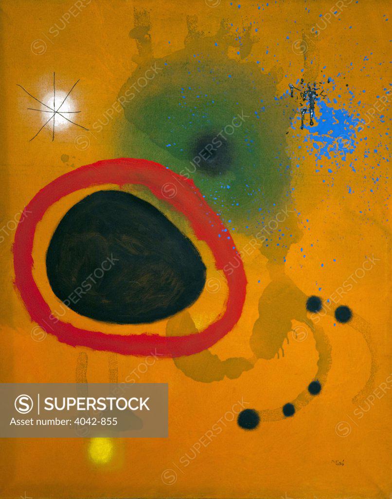 Stock Photo: 4042-855 Cercle Rouge Etolie Red Circle at Night by Joan Miro, 1965