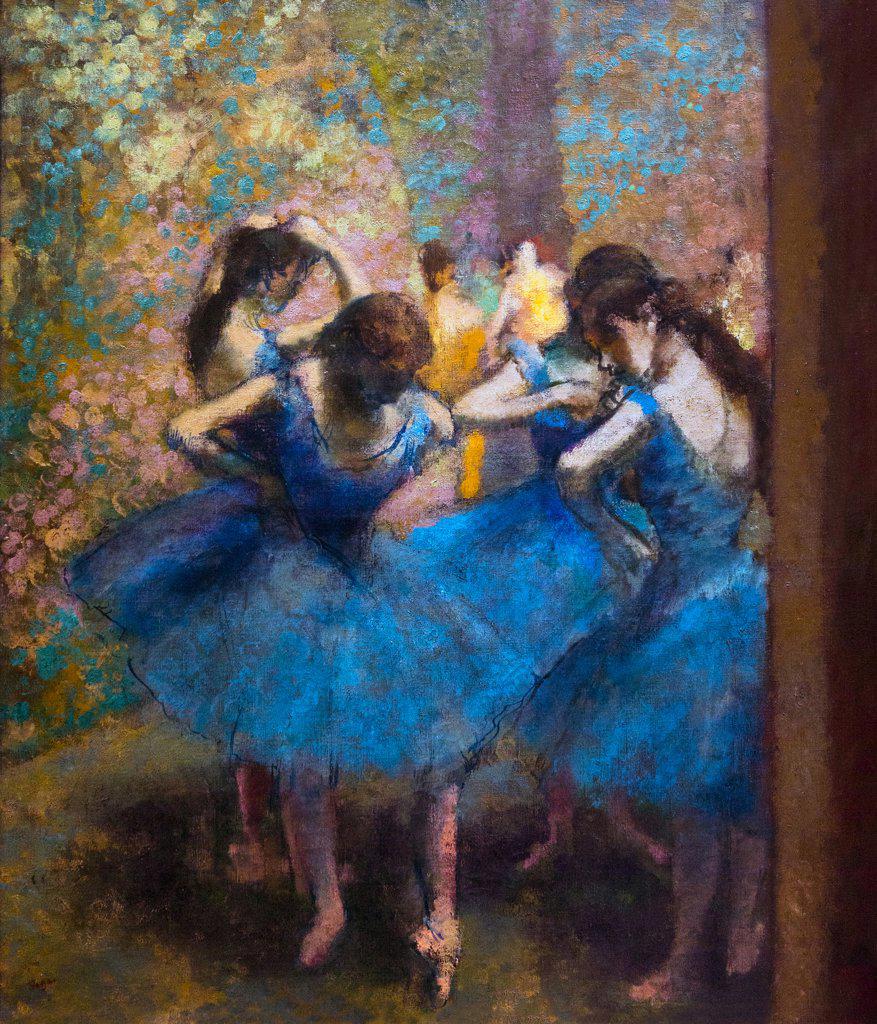 Dancers in Blue, by Edgar Degas, 1890, Musee D'Orsay Art Gallery, Paris, France, Europe