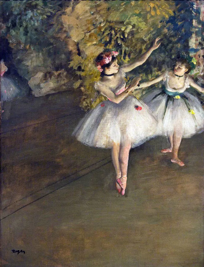 Two Dancers on Stage,  by Edgar Degas,  1874,  England,  London,  Courtauld Institute and Galleries,  1834-1917