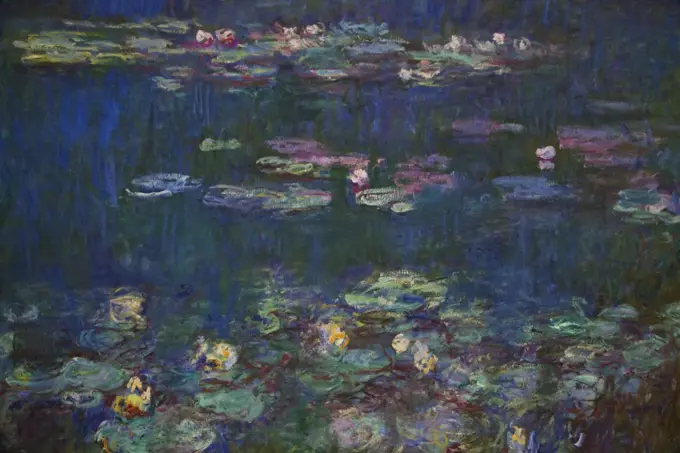 Detail of Water-lilies by Claude Monet, France, Paris, Musee de L'Orangerie