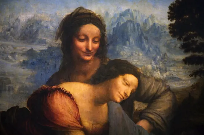 Virgin and Child with Saint Anne,  by Leonardo da Vinci,  oil on wood,  1508-1510,  1452-1519
