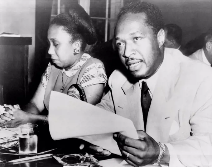 Josh White with his wife before the House Un-American Activities Committee in 1950. He was a renowned an African American musician accused of Communist sympathies in 1947, probably provoked by his civil and human rights activism.