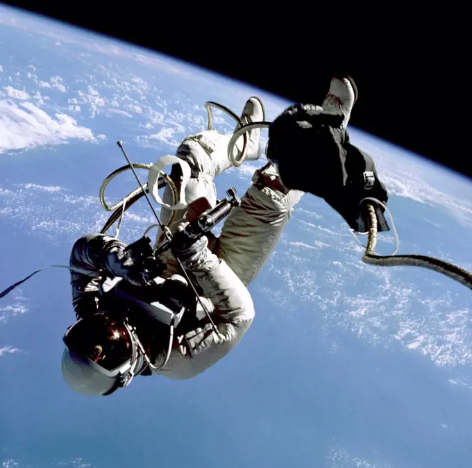 First US Space walk performed by Astronaut Edward White. June 3, 1965.