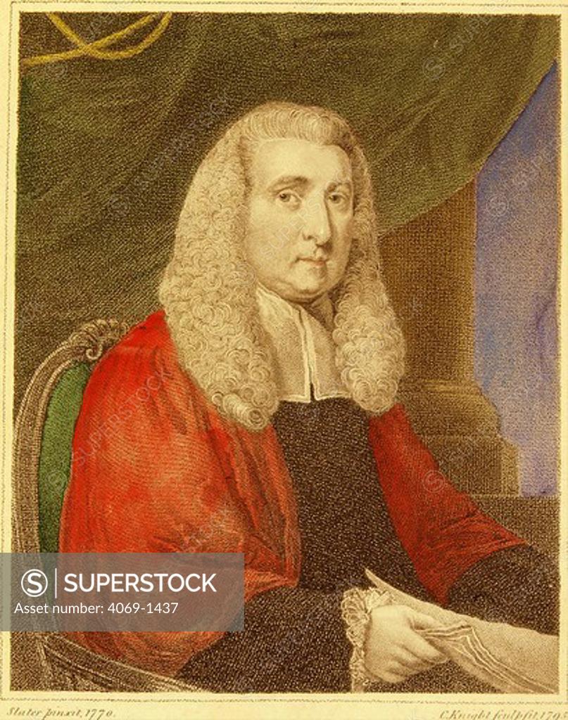 Stock Photo: 4069-1437 Daines BARRINGTON FRS FSA, 1727-1800, English lawyer, antiquary and naturalist, 1795 engraving after 1770 painting
