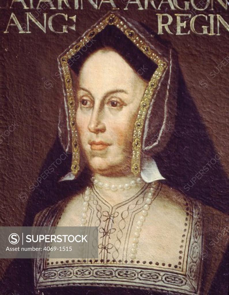 Stock Photo: 4069-1515 Queen CATHERINE of Aragon, 1485-1536, wife of King Henry VIII, 17th century