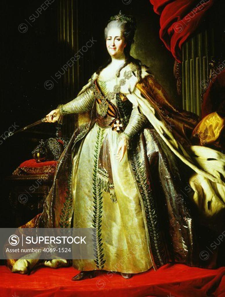 Stock Photo: 4069-1524 Empress CATHERINE II the Great, 1729-96, by F S Rotokov, 1770