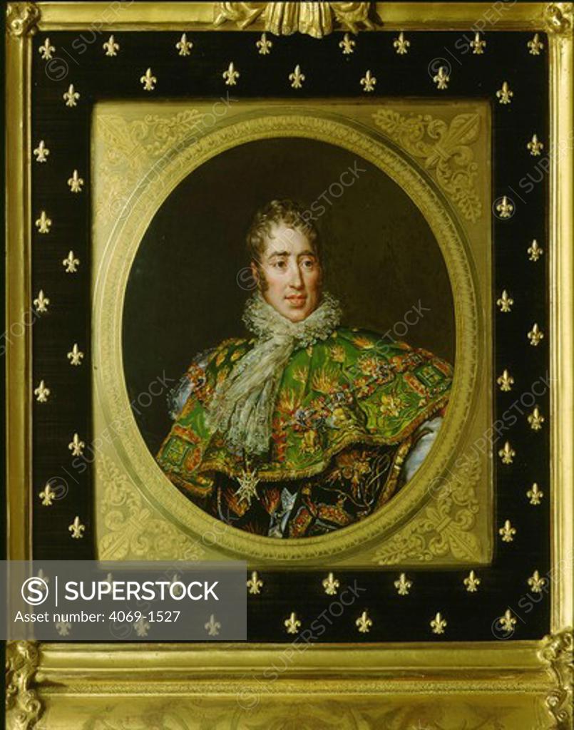 Stock Photo: 4069-1527 King Charles X (1757-1836) of France painted on enamelled porcelain from Sevres