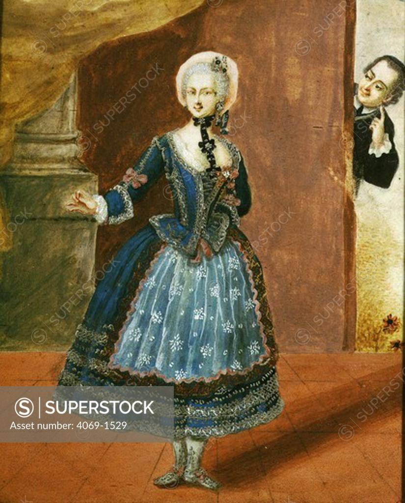 Stock Photo: 4069-1529 Madame CONTAT in the role of Suzanna in the Marriage of Figaro by Wolfgang Amadeus Mozart 1756-1791 Austrian, 18th century