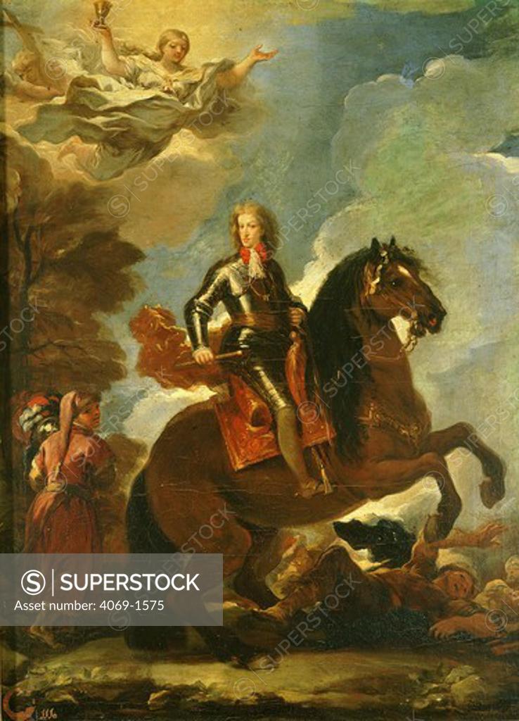 Stock Photo: 4069-1575 CHARLES II, 1661-1700, King of Spain 1665-1700, equestrian portrait