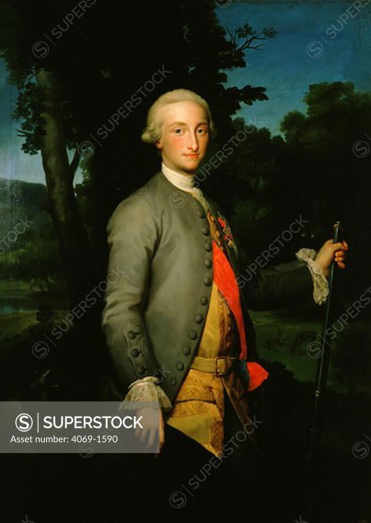 Stock Photo: 4069-1590 CHARLES IV, 1748-1819, as crown prince Asturias later King of Spain 1788-1808, painted 1765