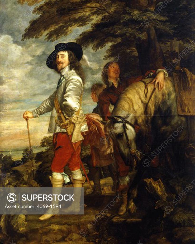 Stock Photo: 4069-1594 CHARLES I, 1600-49, King of England, at the hunt