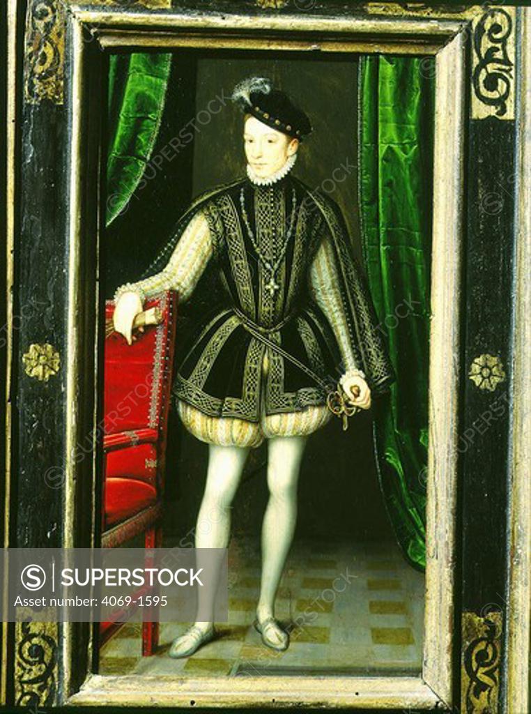 Stock Photo: 4069-1595 King CHARLES IX of France, 1550-74, as young man