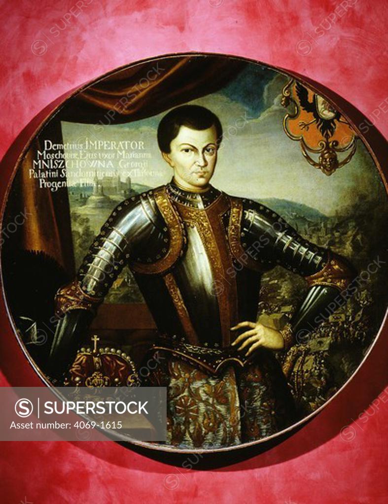 Stock Photo: 4069-1615 False Tsar DMITR, Jurij Otrepev, crowned May 8 and assassinated May 16 1606, painted 18th century