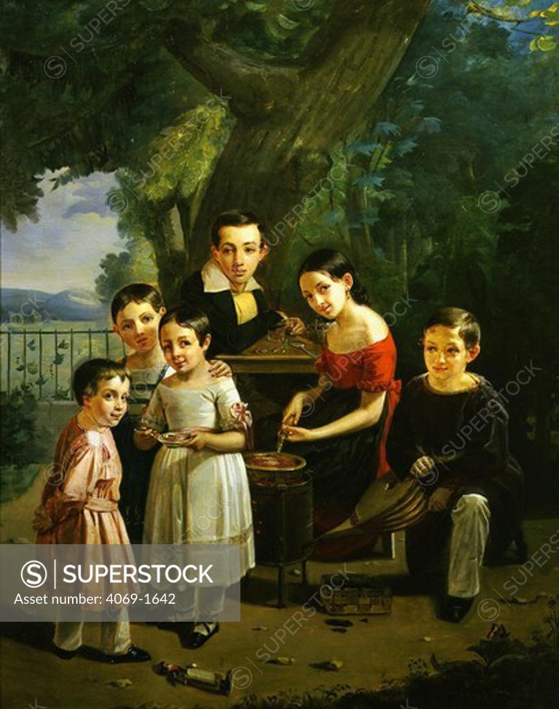Stock Photo: 4069-1642 Children of Russian noble Petr Nikolaevic ERMOLOV 1839