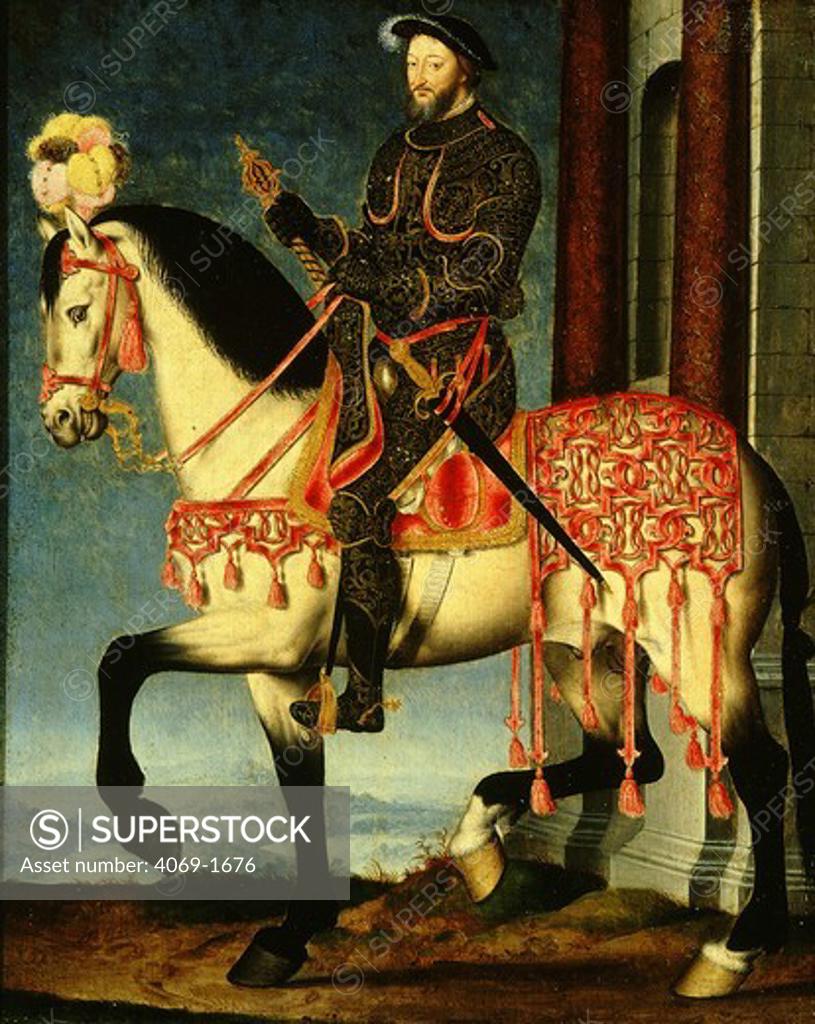 Stock Photo: 4069-1676 King FRANCIS I of France, 1494-1547, equestrian portrait, 1540