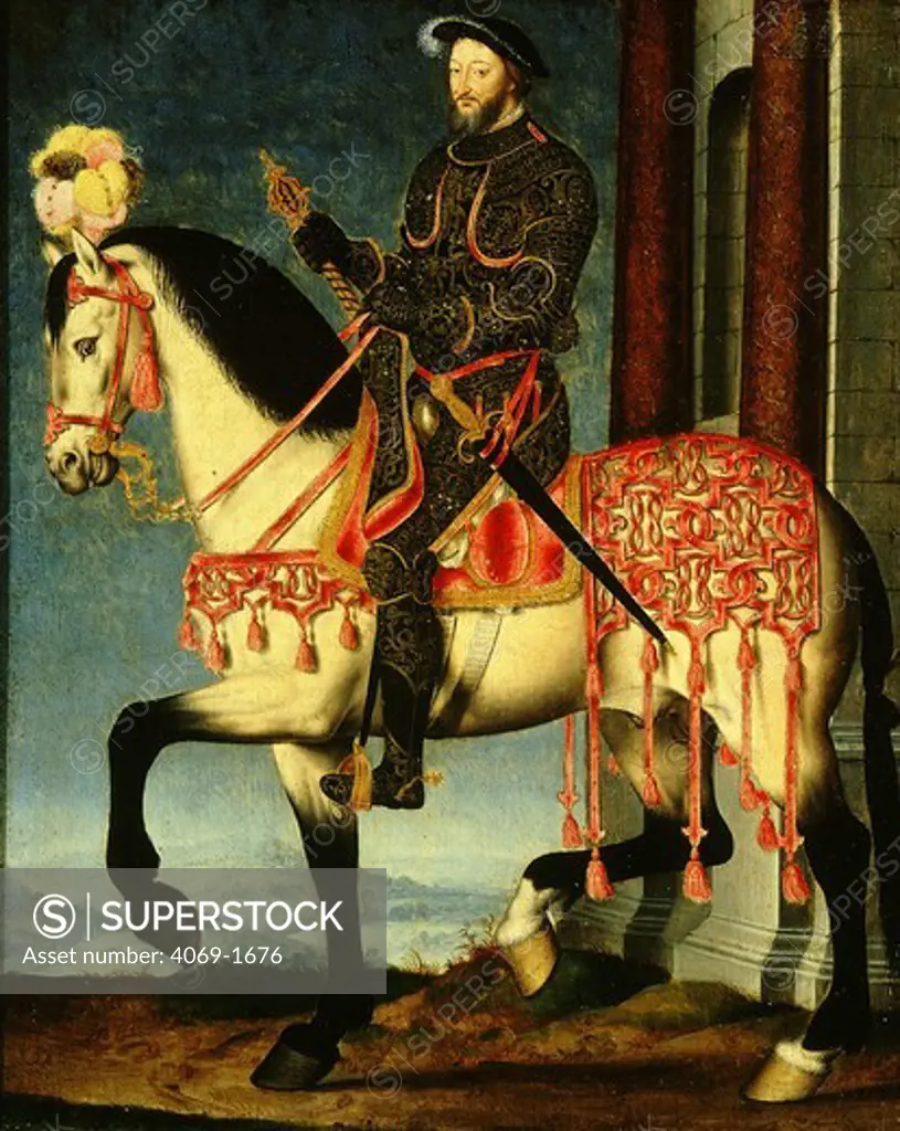 King FRANCIS I of France, 1494-1547, equestrian portrait, 1540