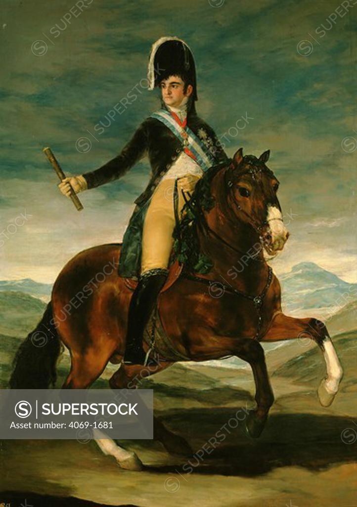 Stock Photo: 4069-1681 Equestrian portrait of FERDINAND VII, 1784-1833, King of Spain 1808-33