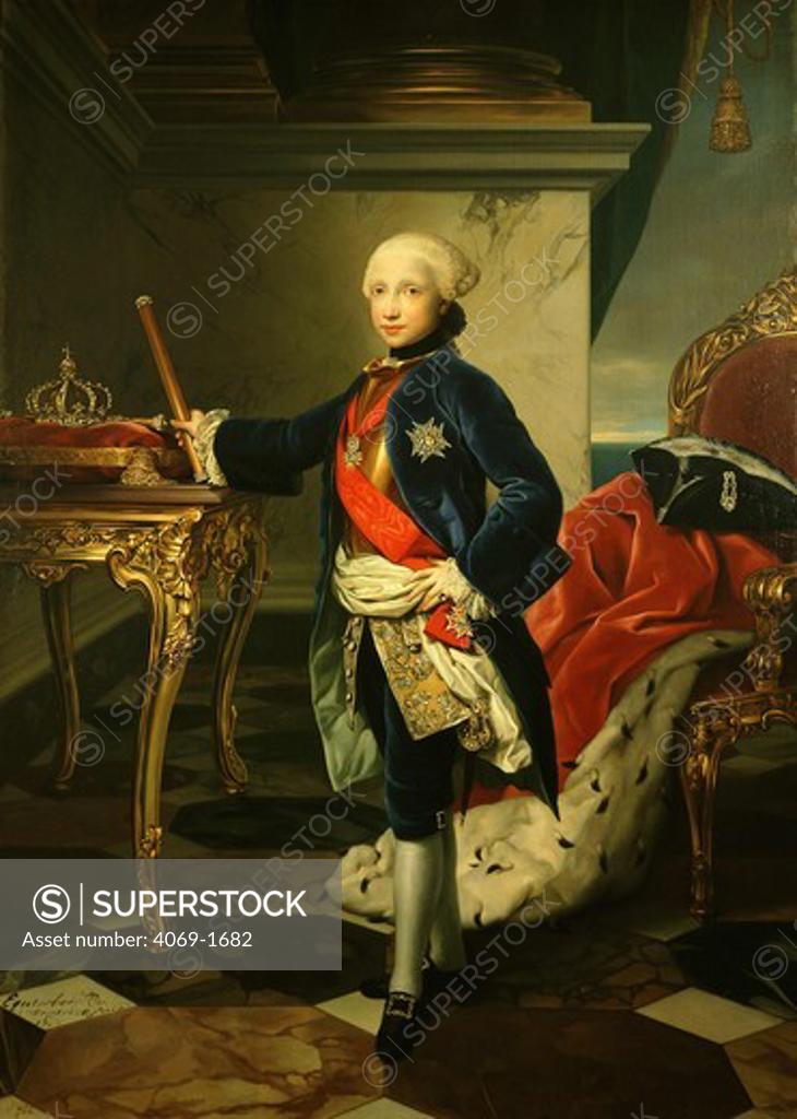 Stock Photo: 4069-1682 FERDINAND of Bourbon, 1751-1825, King Ferdinand IV of Naples, 1759-1806, and Ferdinand I of Two Sicilies, 1816-25, painted as a child