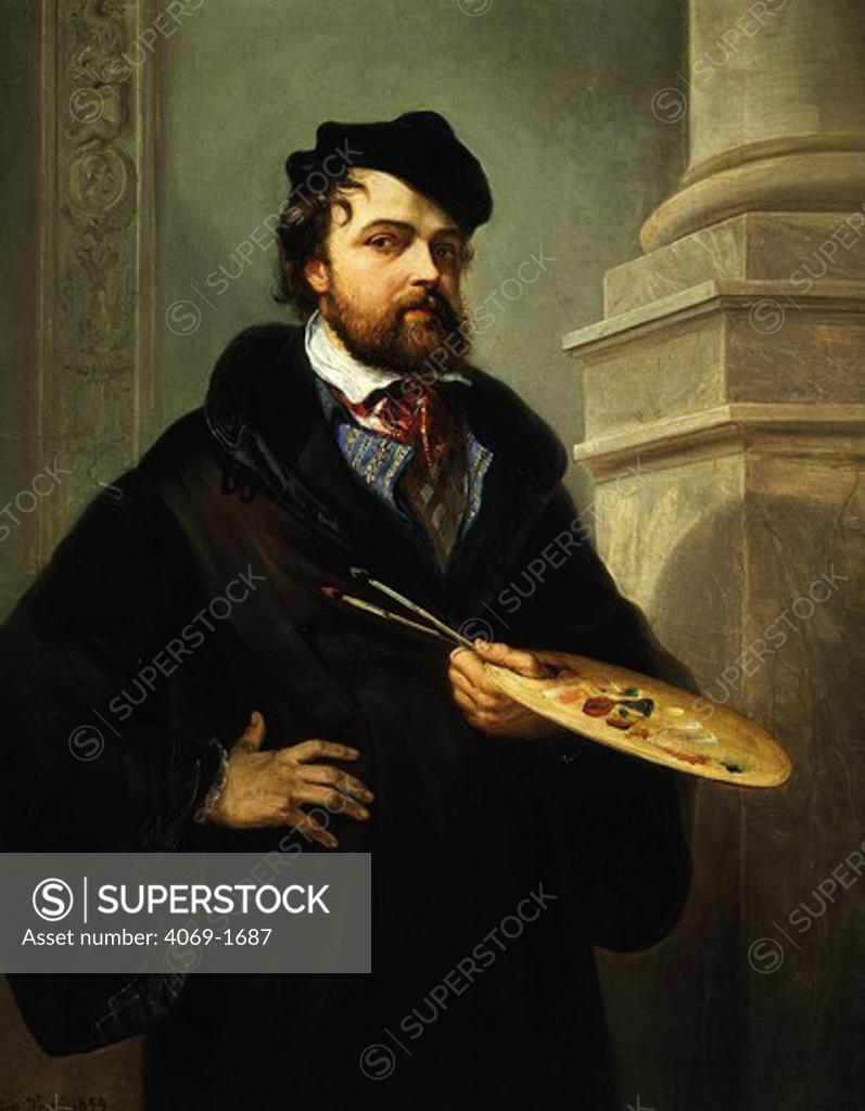 Stock Photo: 4069-1687 Self Portrait with palette 1844