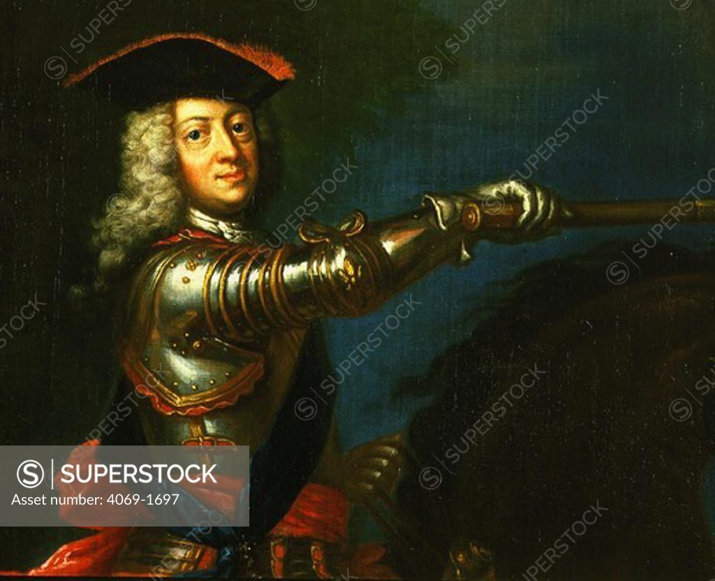 Stock Photo: 4069-1697 GEORGE I of England, 1660-1727, first Hanoverian king of Great Britain, 1714-27, detail