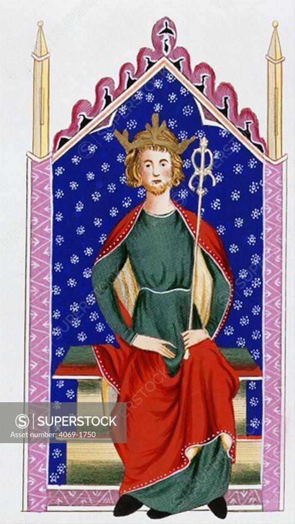 Stock Photo: 4069-1750 King HENRY II of England, 1133-89, in coronation robes