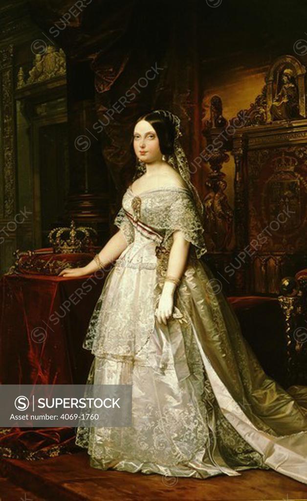 Stock Photo: 4069-1760 ISABEL II, 1830-1904, Queen of Spain 1833-68, deposed in 1868 Revolution by Frederico de Madrazo 1815-94, abdicated 1870