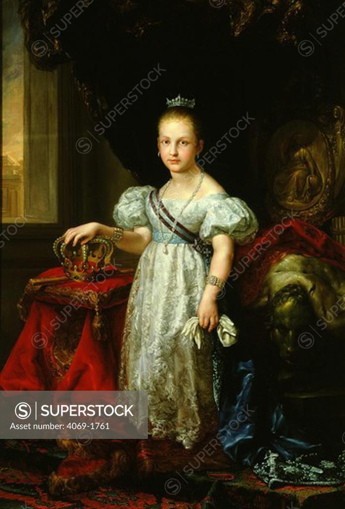 Stock Photo: 4069-1761 ISABEL II of Spain as child, 1830-1904, deposed in 1868 Revolution by Frederico de Madrazo 1815-94, abdicated 1870, by Vicente Lopez, Spanish